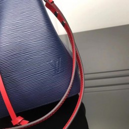 Replica Louis Vuitton Navy Blue Red Drawstring Lockme Bucket