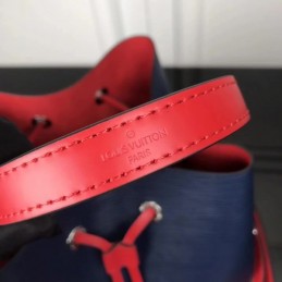 Replica Louis Vuitton Navy Blue Red Drawstring Lockme Bucket