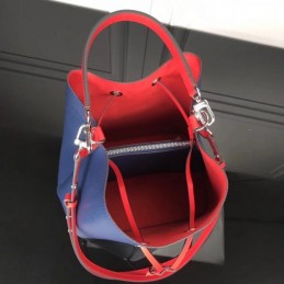 Replica Louis Vuitton Navy Blue Red Drawstring Lockme Bucket