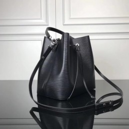 Replica Louis Vuitton Black Gray Drawstring Lockme Bucket