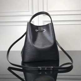 Replica Louis Vuitton Black Gray Drawstring Lockme Bucket