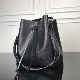 Replica Louis Vuitton Black Gray Drawstring Lockme Bucket