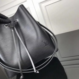Replica Louis Vuitton Black Gray Drawstring Lockme Bucket