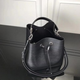 Replica Louis Vuitton Black Gray Drawstring Lockme Bucket