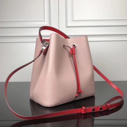 Replica Louis Vuitton Pale Pink Red Drawstring Lockme Bucket