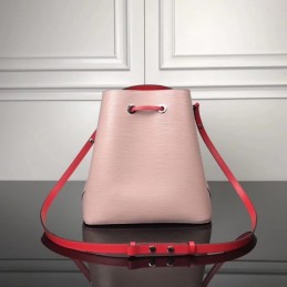 Replica Louis Vuitton Pale Pink Red Drawstring Lockme Bucket