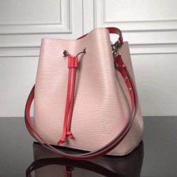 Replica Louis Vuitton Pale Pink Red Drawstring Lockme Bucket