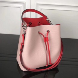 Replica Louis Vuitton Pale Pink Red Drawstring Lockme Bucket