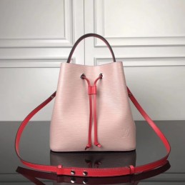 Replica Louis Vuitton Pale Pink Red Drawstring Lockme Bucket