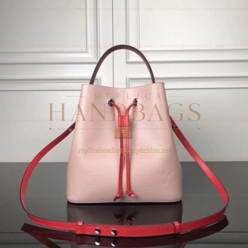 Replica Louis Vuitton Pale Pink Red Drawstring Lockme Bucket