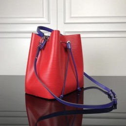 Replica Louis Vuitton Red Blue Drawstring Lockme Bucket