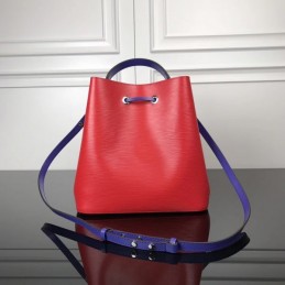Replica Louis Vuitton Red Blue Drawstring Lockme Bucket