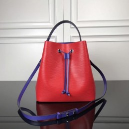 Replica Louis Vuitton Red Blue Drawstring Lockme Bucket