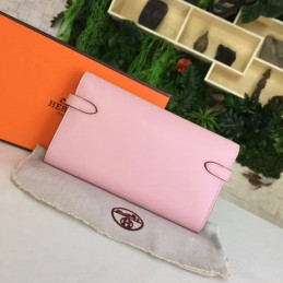 Replica Hermes Pink Kelly Wallet Silver Hardware