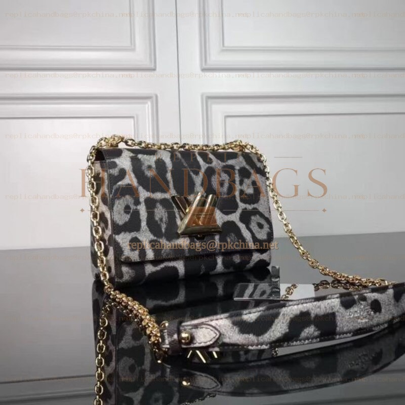 Replica Louis Vuitton Gray Leopard Twist MM