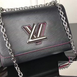 Replica Louis Vuitton Black Fuchsia Trim Twist MM