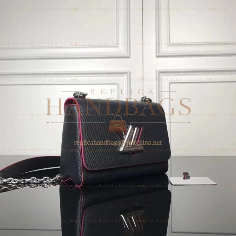 Replica Louis Vuitton Black Fuchsia Trim Twist MM