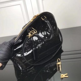 Replica Louis Vuitton Black Patent Embossed Monogram Alma PM