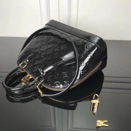 Replica Louis Vuitton Black Patent Embossed Monogram Alma PM