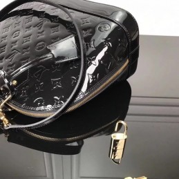 Replica Louis Vuitton Black Patent Embossed Monogram Alma PM