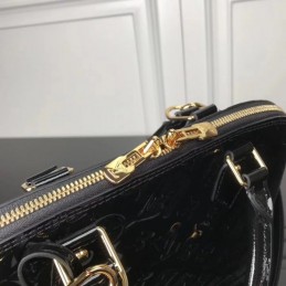 Replica Louis Vuitton Black Patent Embossed Monogram Alma PM