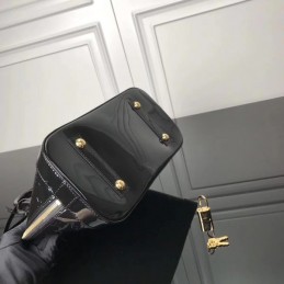 Replica Louis Vuitton Black Patent Embossed Monogram Alma PM