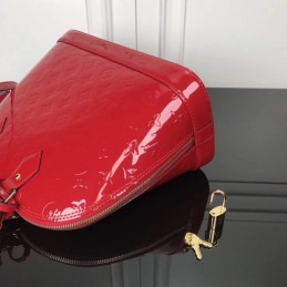 Replica Louis Vuitton Bright Red Patent Embossed Monogram Alma PM