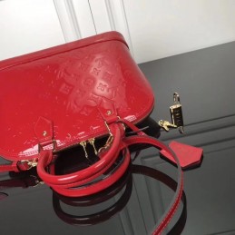 Replica Louis Vuitton Bright Red Patent Embossed Monogram Alma PM
