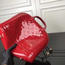 Replica Louis Vuitton Bright Red Patent Embossed Monogram Alma PM