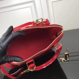 Replica Louis Vuitton Bright Red Patent Embossed Monogram Alma PM