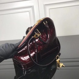 Replica Louis Vuitton Burgundy Patent Embossed Monogram Alma PM