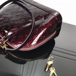 Replica Louis Vuitton Burgundy Patent Embossed Monogram Alma PM
