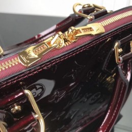 Replica Louis Vuitton Burgundy Patent Embossed Monogram Alma PM