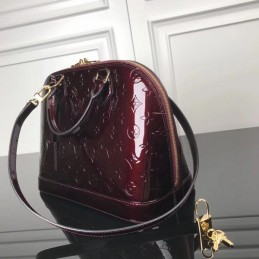Replica Louis Vuitton Burgundy Patent Embossed Monogram Alma PM
