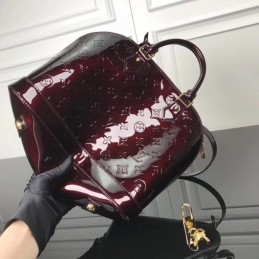 Replica Louis Vuitton Burgundy Patent Embossed Monogram Alma PM