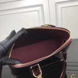 Replica Louis Vuitton Burgundy Patent Embossed Monogram Alma PM