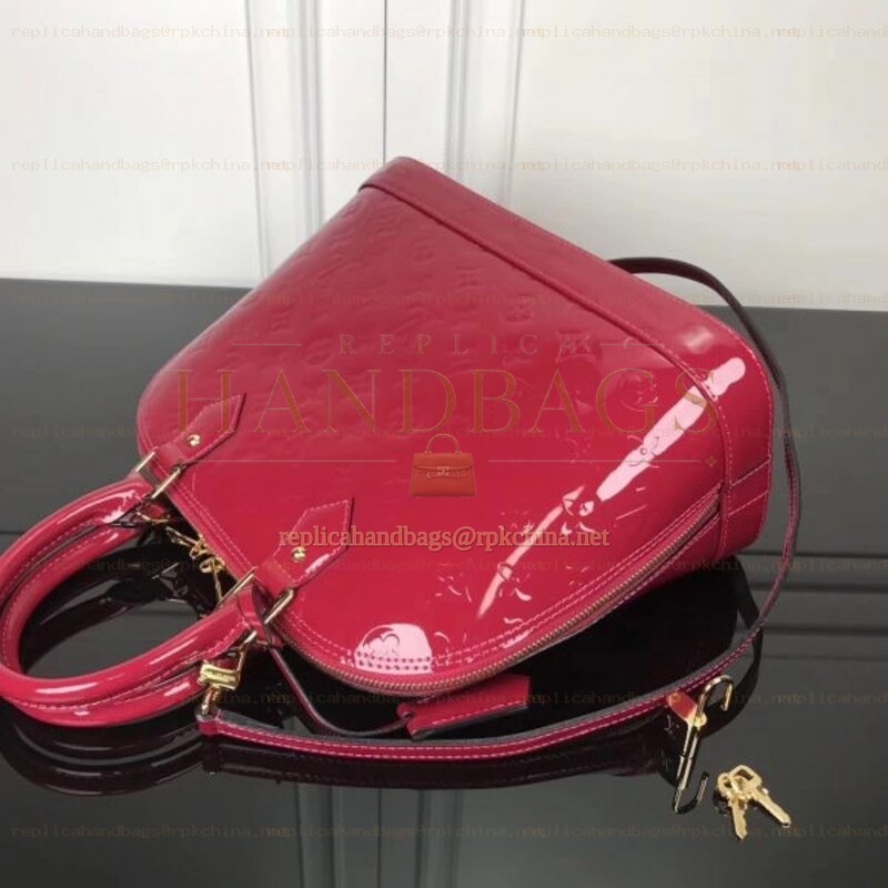 Replica Louis Vuitton Fuchsia Patent Embossed Monogram Alma PM