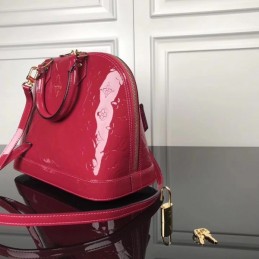 Replica Louis Vuitton Fuchsia Patent Embossed Monogram Alma PM