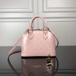 Replica Louis Vuitton Pale Pink Patent Embossed Monogram Alma BB