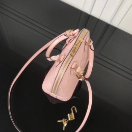 Replica Louis Vuitton Pale Pink Patent Embossed Monogram Alma BB