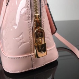 Replica Louis Vuitton Pale Pink Patent Embossed Monogram Alma BB