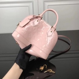 Replica Louis Vuitton Pale Pink Patent Embossed Monogram Alma BB