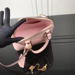 Replica Louis Vuitton Pale Pink Patent Embossed Monogram Alma BB