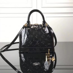 Replica Louis Vuitton Black Patent Embossed Monogram Alma BB
