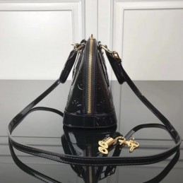 Replica Louis Vuitton Black Patent Embossed Monogram Alma BB