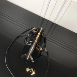 Replica Louis Vuitton Black Patent Embossed Monogram Alma BB