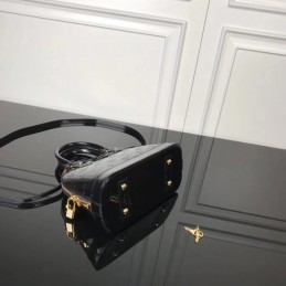 Replica Louis Vuitton Black Patent Embossed Monogram Alma BB