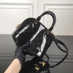 Replica Louis Vuitton Black Patent Embossed Monogram Alma BB
