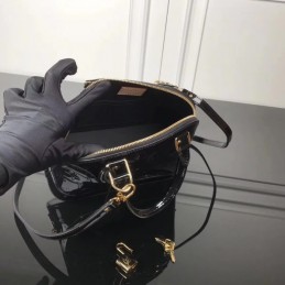 Replica Louis Vuitton Black Patent Embossed Monogram Alma BB