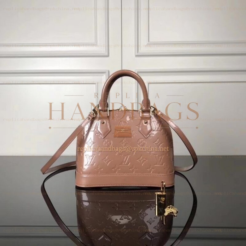 Replica Louis Vuitton Taupe Patent Embossed Monogram Alma BB